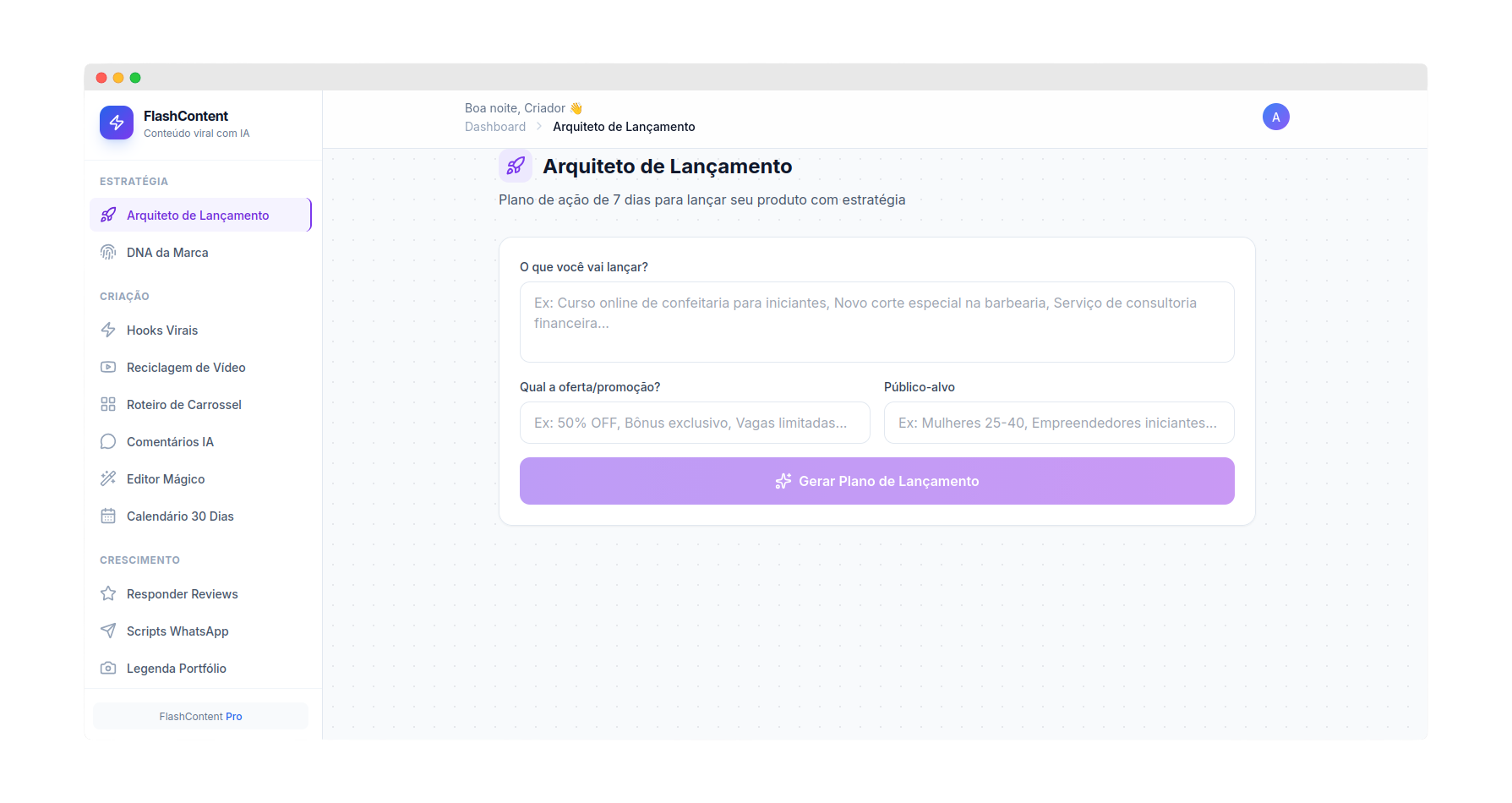FlashContent Dashboard